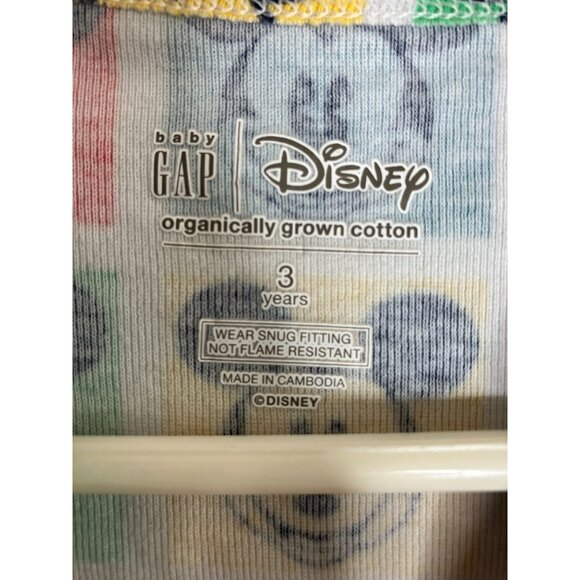Baby Gap Disney 3T Organic Cotton Mickey Mouse Color Block Pajama Shirt Top - Picture 3 of 4